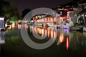 The scene of the night in Xitang ancient town, Zhejiang Province, China