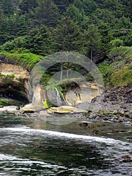 Scene from Oregon Coast with Waterfall