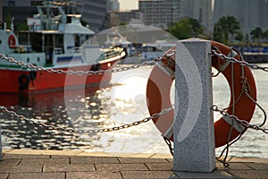 Scene of the port of the evening