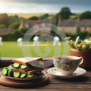 A scene reveals cucumber sandwiches arranged on a plate, with in background