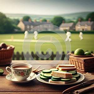 A scene reveals cucumber sandwiches arranged on a plate, with in background