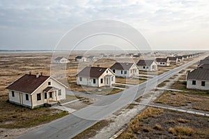 Many identical houses built with no road connection photo
