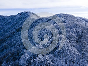 Scene of the snowfall in Bracons, La Garrotxa, Girona, Spain photo