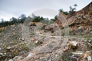 scene of the soil erosion landscape.