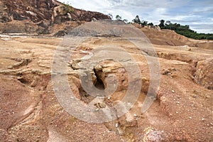 scene of the soil erosion landscape.