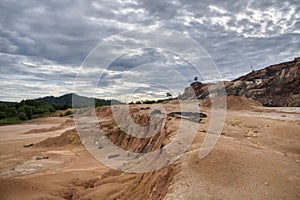 scene of the soil erosion landscape.