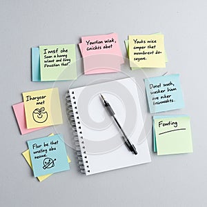 The scene suggests an organized approach to reminders or brainstorming