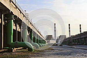 Scene of Thermal Power Plant and cool down water building