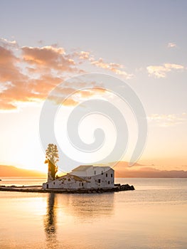 Scene of Vlacherna monastery, Kanoni, Corfu