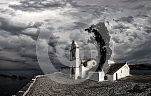 Scene of Vlacherna monastery, Kanoni, Corfu