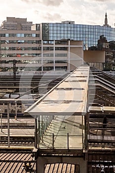 Scene: walkway at Lille-Flandres station, Lille, France