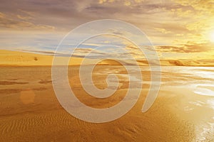 Scene of water landscape in the dunes of the Sahara Desert