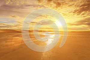 Scene of water landscape in the dunes of the Sahara Desert