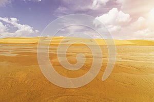 Scene of water landscape in the dunes of the Sahara Desert