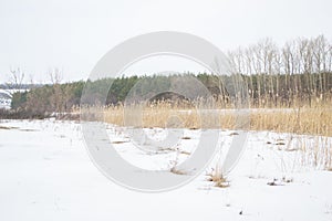 Scene of winter fishing on the river.