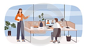 Scene with work process vector concept of workflow efficiency