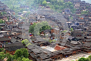 The scene of Xijiang Miao minority village