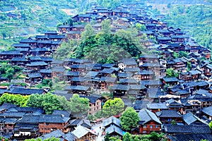 The scene of Xijiang Miao minority village