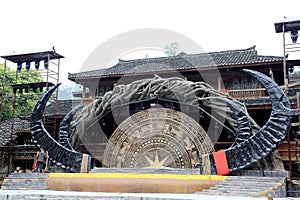 The scene of Xijiang Miao minority village