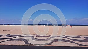 Scenery along the Atlantic shore on Copacabana Beach in Rio de Janeiro, Brazil.