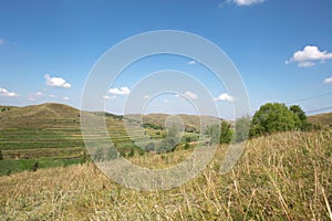 The scenery along the grassland road in Zhangbei County under clear sky