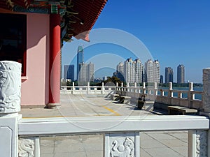 This is the scenery of the ancient building street in Huizhou, China.