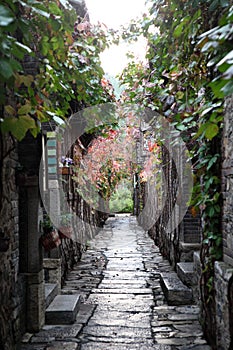 Scenery of ancient town alleys in late autumn.
