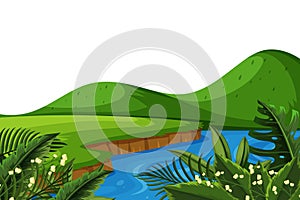 Scenery background of mountain and river