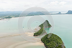 Scenery of beach and island from Khao Lom Muak viewpoint.