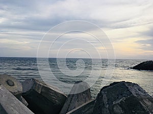 Scenery beach statue seashore