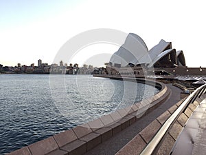 Scenery of the beautiful Sydney Opera House during sunrise in Sydney, Australia