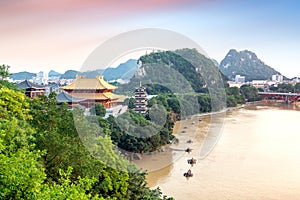 Scenery on both sides of the Liujiang River in Liuzhou, Guangxi, China