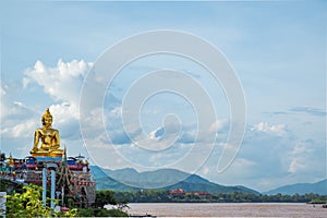 Scenery buddha image on the edge of of the Mekong River