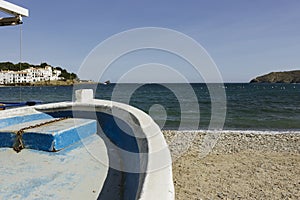 Scenery in CadaquÃ©s with blue sky