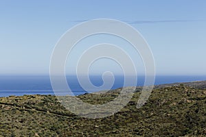 Scenery in CadaquÃ©s with blue sky