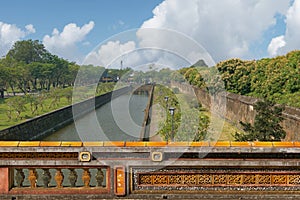 The scenery of the canal beside the Meridian Gate of the Imperial Citadel in Hue, Vietnam.