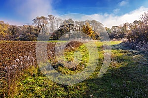 scenery of carpathian farmland in autumn