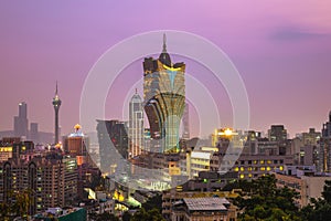 Scenery of casino in macau, china at night photo