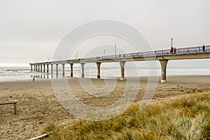 Scenery of the Christchurch Pier at New Brighton Beach, New Zealand