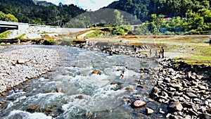The scenery of clear water. This is the river of kaingaran but at the upstream. Located in kampung kaingaran tambunan.