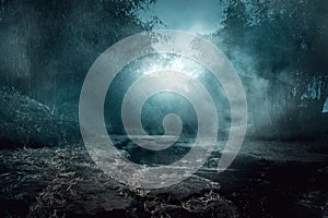 Scenery of creepy river at night