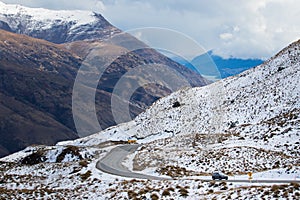 Scenery of crown range road wanaka to queentown southa island n