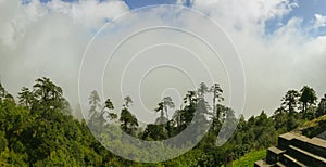 Scenery from the Druk Wangyal Khangzang Stupa with 108 chortens, Dochula Pass, Bhutan.