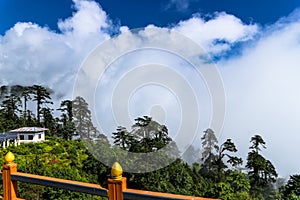 Scenery from the Druk Wangyal Khangzang Stupa with 108 chortens, Dochula Pass, Bhutan.