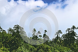 Scenery from the Druk Wangyal Khangzang Stupa with 108 chortens, Dochula Pass, Bhutan.