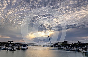 Scenery at dusk of Tamsui Fisherman`s Wharf