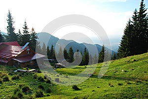 Scenery of evening Carpathian Mountains