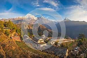 Scenery of ghandruk village near pokhara in nepal photo