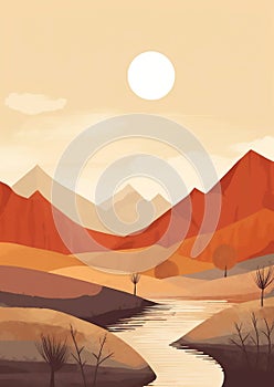 Mountain summer landscape travel background hill illustration design nature sky