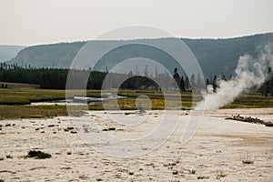 Scenery from the hot springs thermal area of Yellowstone National Park